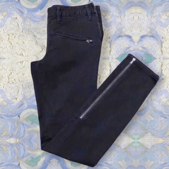 𝅺TORY Burch Super Skinny Zipper Moto Jeans 27 Black - Picture 11 of 11